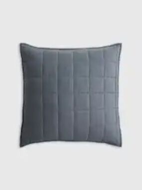 New Quince European Linen Box Quilted Euro Sham Blue Nightfall